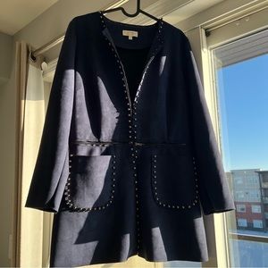 Laura faux suede Jacket Coat dark blue, studded, black, Extra small NWOT